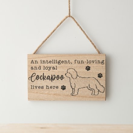Cockapoo Hanging Wooden Sign 15cm